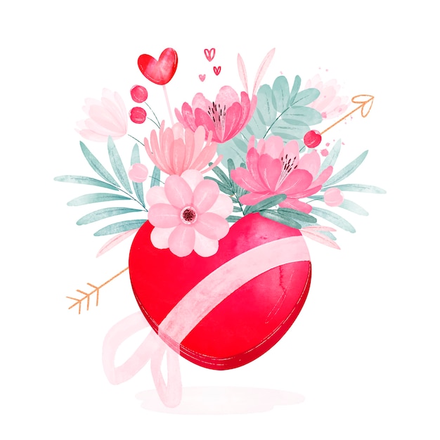 Free Vector watercolor valentine's day flowers illustration