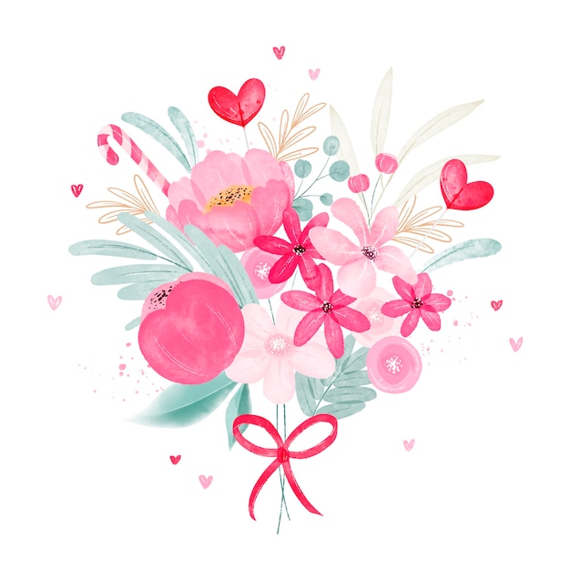 Free Vector watercolor valentine's day flowers illustration