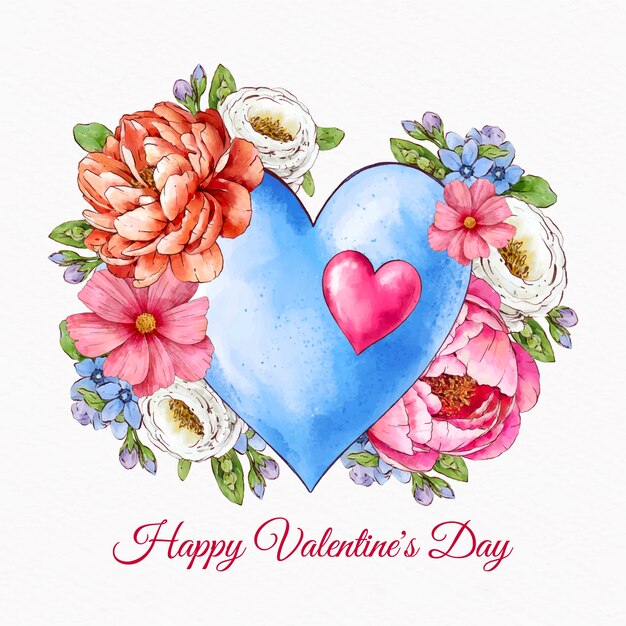 Watercolor valentine's day flowers illustration