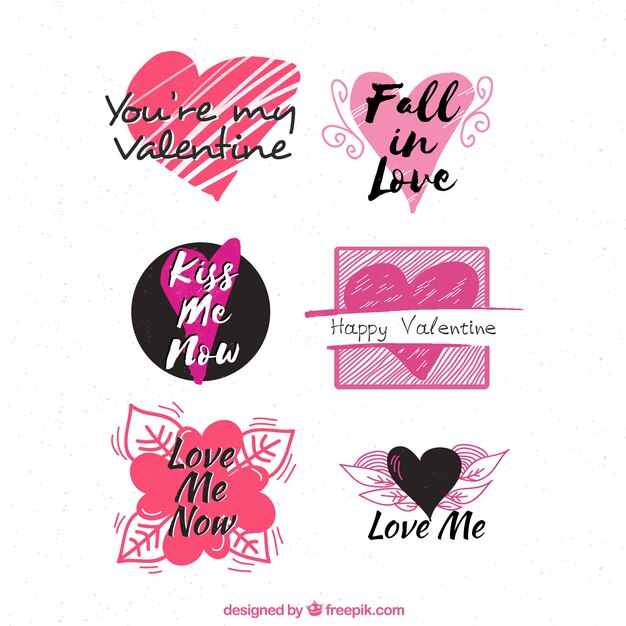 Watercolor valentine's day label/badge collection