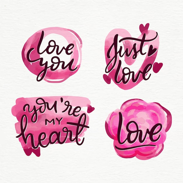 Free Vector watercolor valentine's day label/badge set