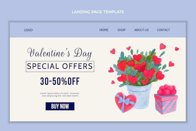 Free Vector watercolor valentine's day landing page template