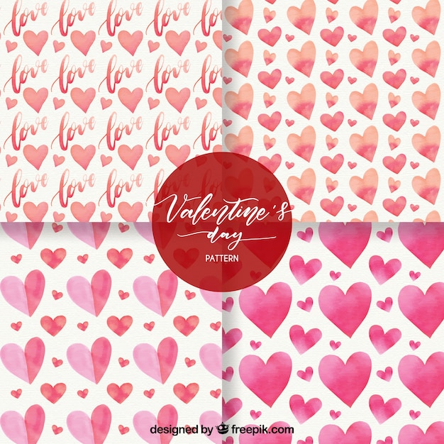 Free Vector watercolor valentine's day pattern collection