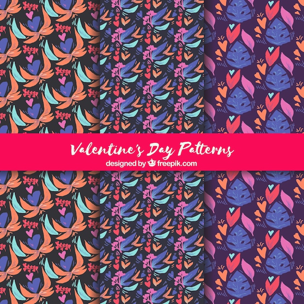 Watercolor valentine's day pattern collection