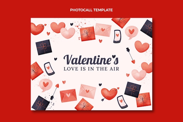 Watercolor valentine's day photocall template