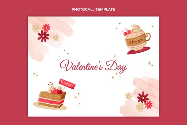 Watercolor valentine's day photocall template