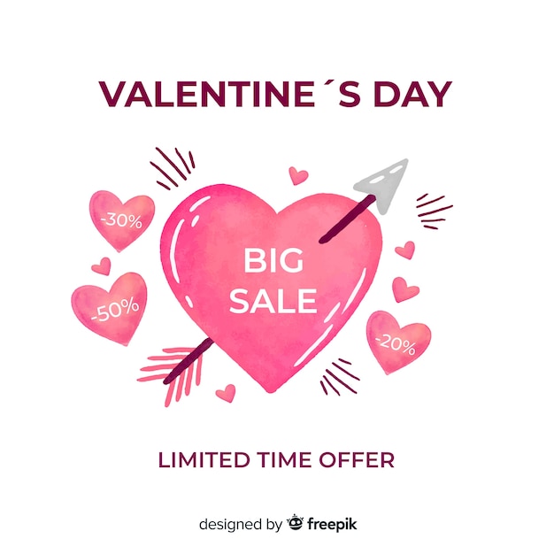 Free Vector watercolor valentine's day sale background