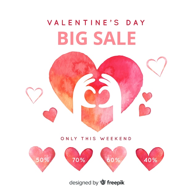 Free Vector watercolor valentine's day sale background