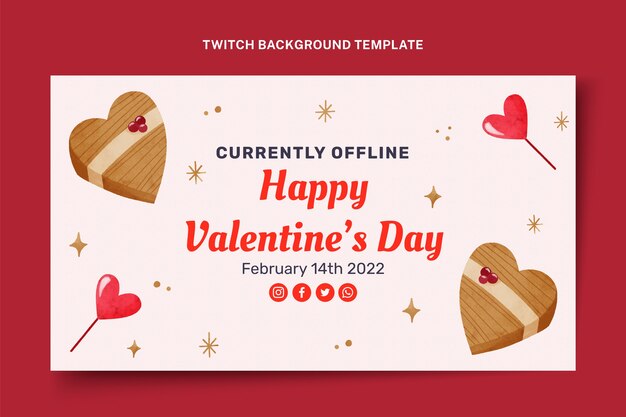 Watercolor valentine's day twitch background