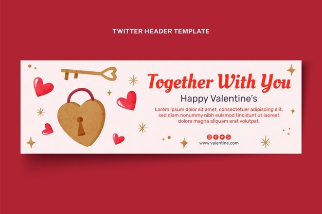 Watercolor valentine's day twitter header