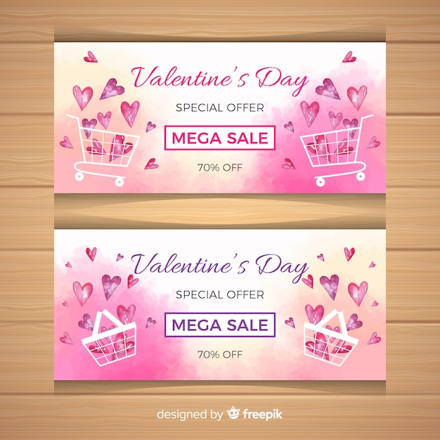 Watercolor valentine sale banner