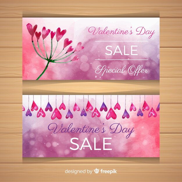 Watercolor valentine sale banner