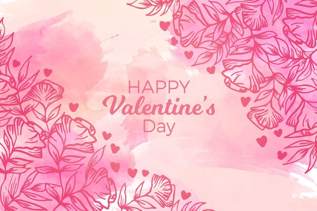 Watercolor valentines day background concept