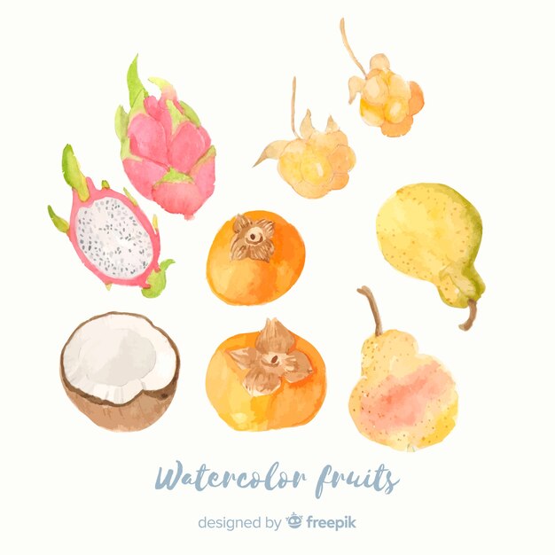 Watercolor vegetables and fruits background