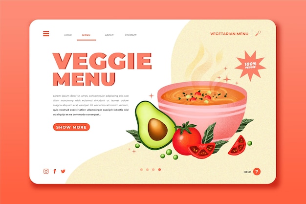 Free Vector watercolor vegetarian food landing page