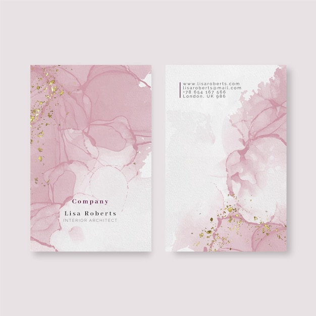 Watercolor vertical business card template