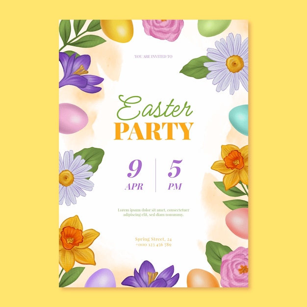 Watercolor vertical poster template for easter celebration