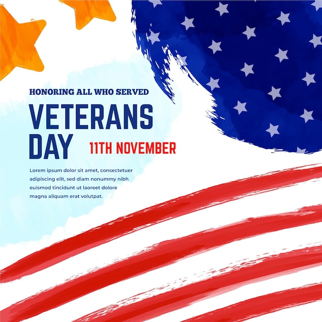 Watercolor veterans day concept