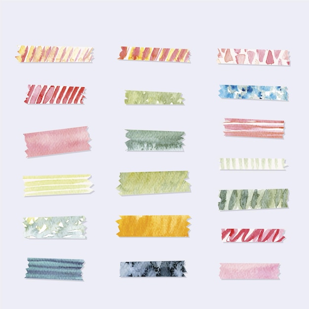 Free Vector watercolor washi tape collection