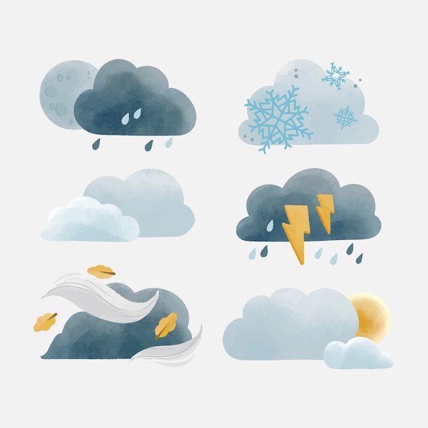 Free Vector watercolor weather effect collection