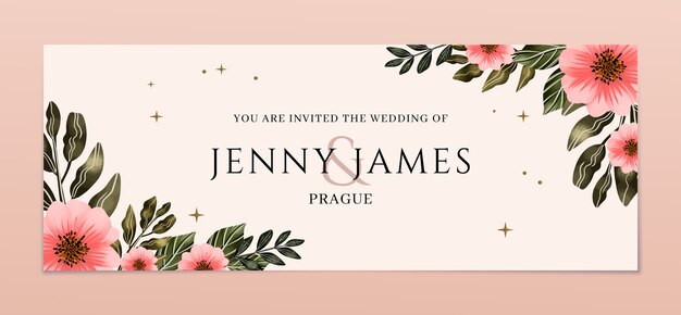 Watercolor wedding  celebration facebook cover