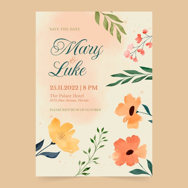 Watercolor wedding celebration invitation