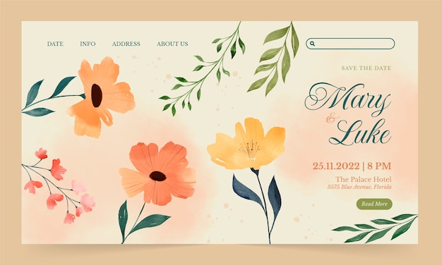 Watercolor wedding celebration landing page