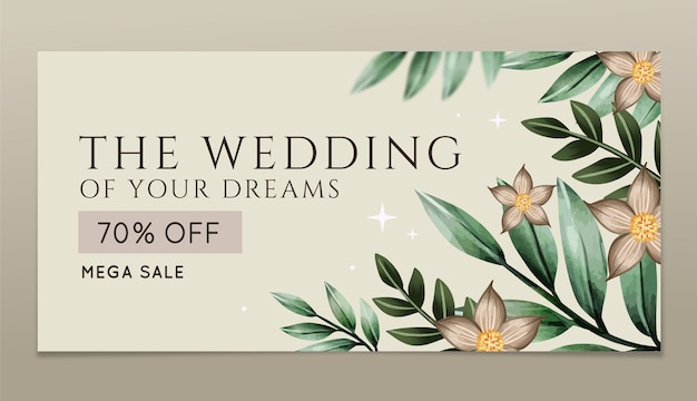 Watercolor wedding celebration sale banner template