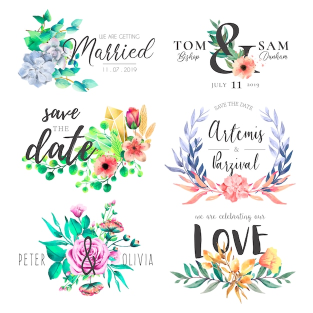 Watercolor Wedding Frame Collection