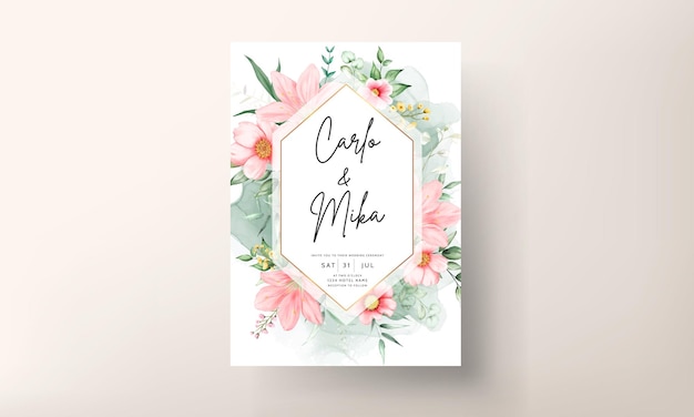 watercolor wedding invitation beautiful flower  template