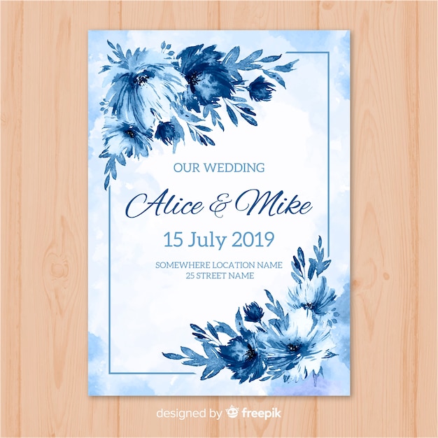 Watercolor wedding invitation template