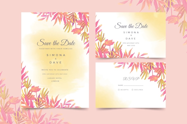 Watercolor wedding invitation template