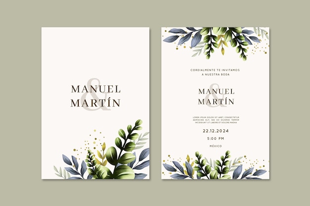 Watercolor wedding invitations in spanish