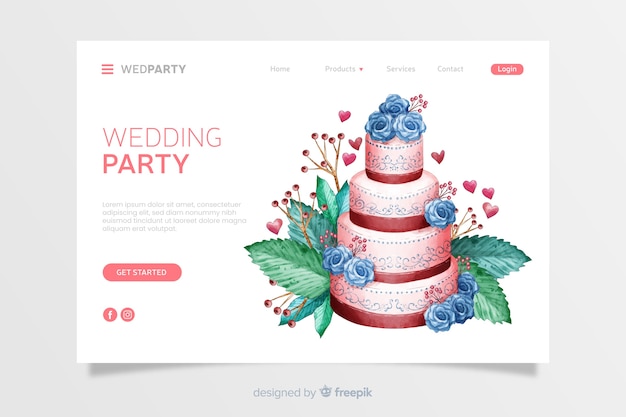 Watercolor wedding landing page