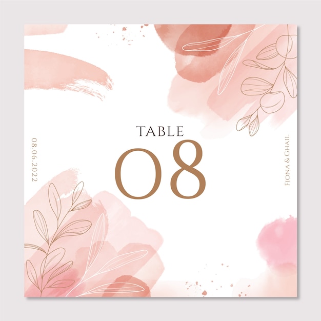 Watercolor wedding number table