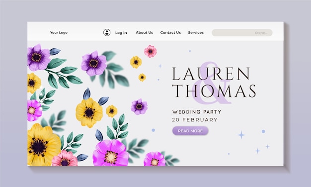 Free Vector watercolor wedding party landing page