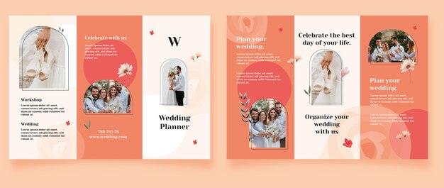 Watercolor wedding planner brochure template