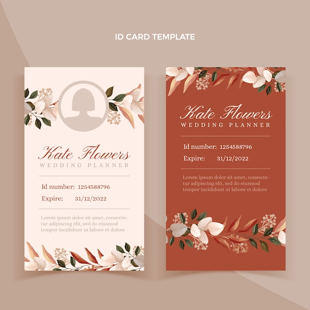 Watercolor wedding planner id card