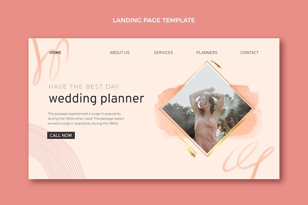 Free Vector watercolor wedding planner landing page template