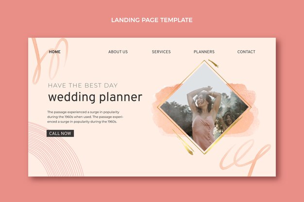 Watercolor wedding planner landing page template