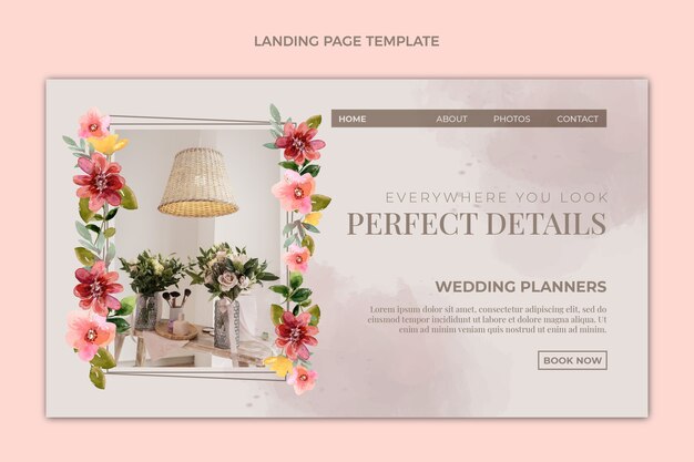 Watercolor wedding planner landing page