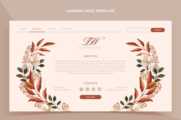 Free Vector watercolor wedding planner landing page