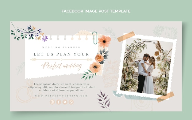 Free Vector watercolor wedding planner template