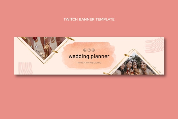 Watercolor wedding planner twitch banner template