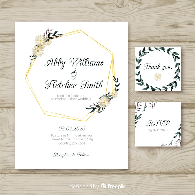 Watercolor wedding stationery template