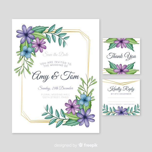 Watercolor wedding stationery template