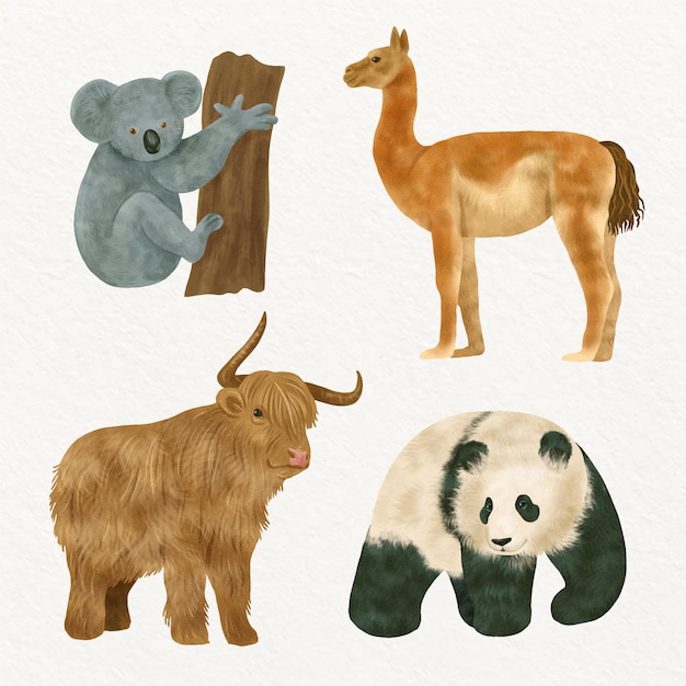 Watercolor wild animals background