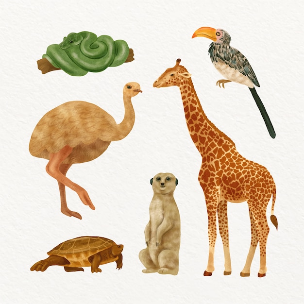 Free vector watercolor wild animals background