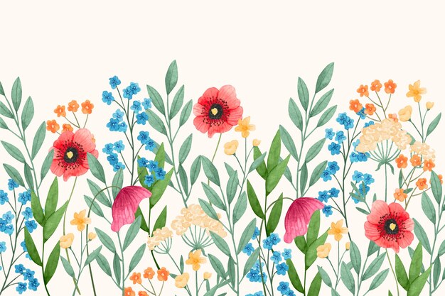 Watercolor wildflowers background