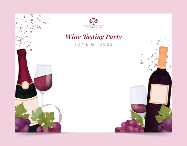 Watercolor wine party photocall template